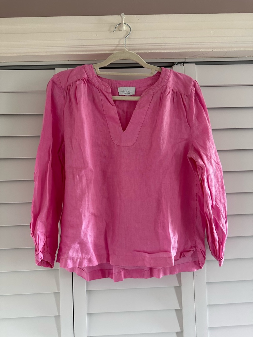 Halston Heritage Pink Split V-Neck Linen Tunic